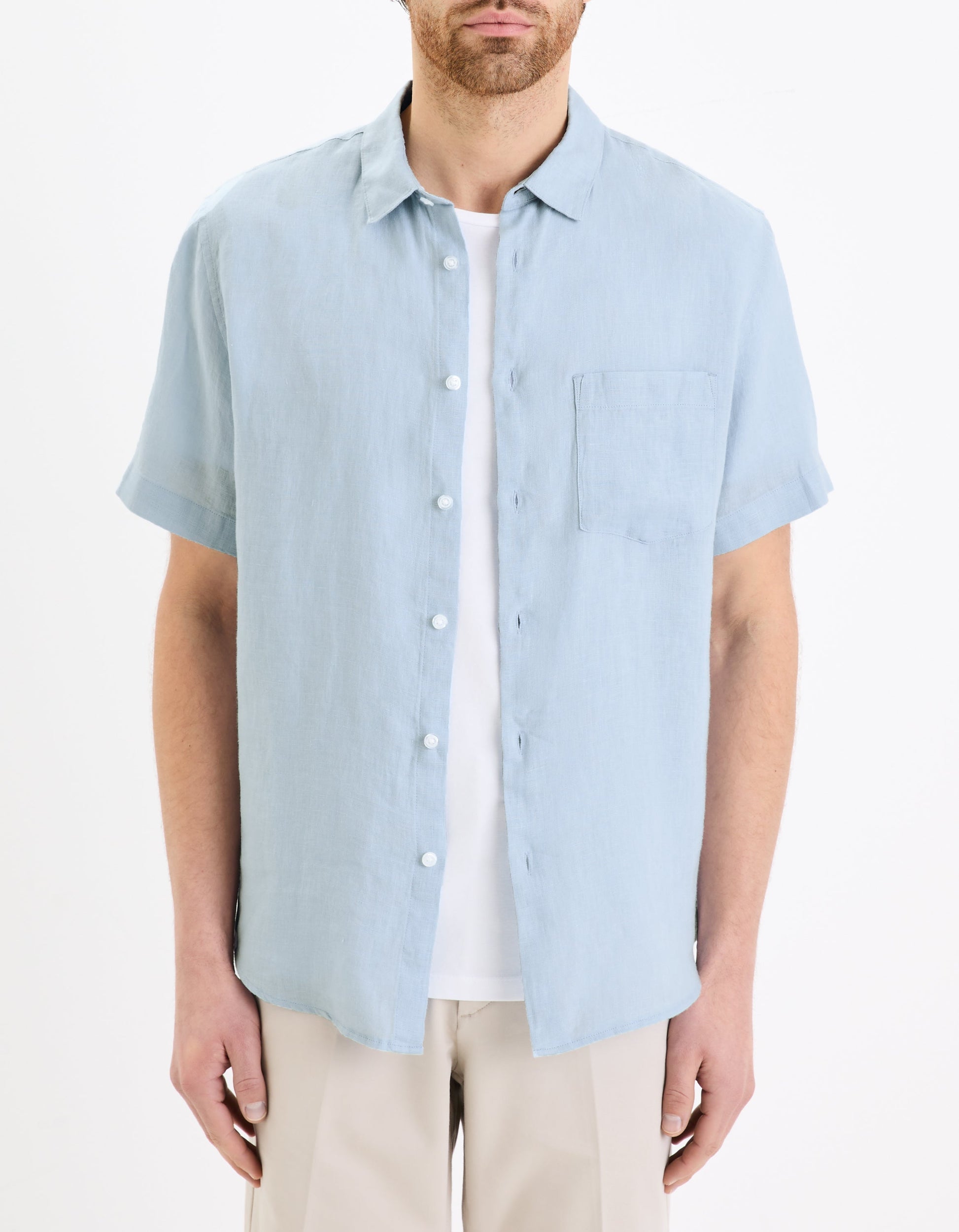 Damarlin Light Blue Short Sleeves Shirt Celio