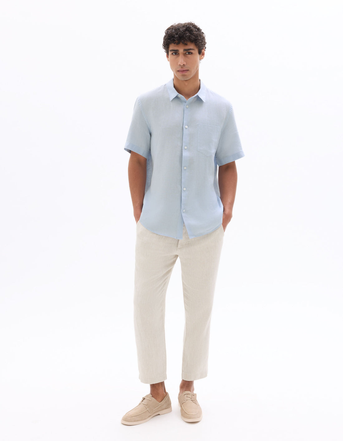 100% Linen Regular Fit Short-Sleeved Shirt Celio