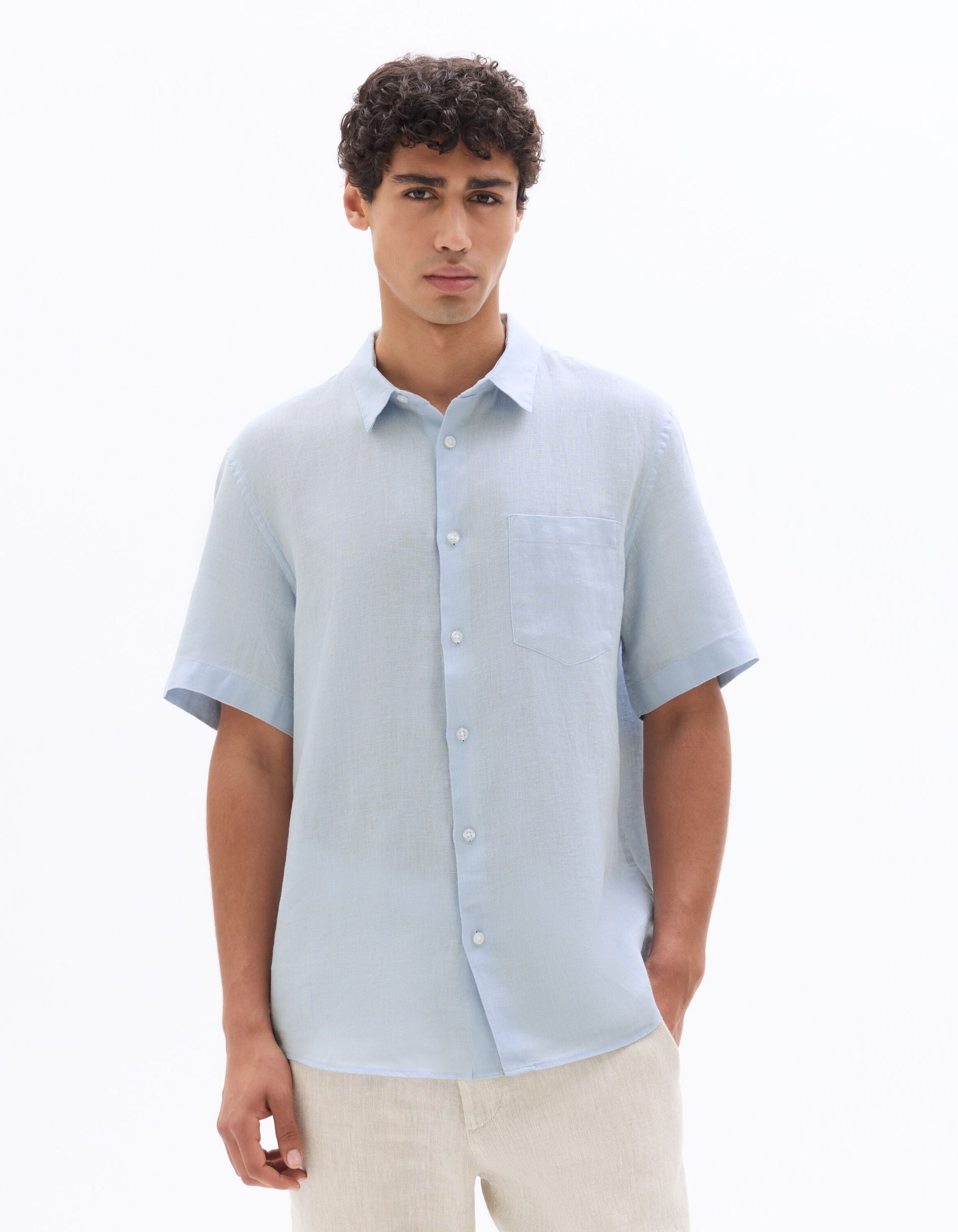 100% Linen Regular Fit Short-Sleeved Shirt Celio