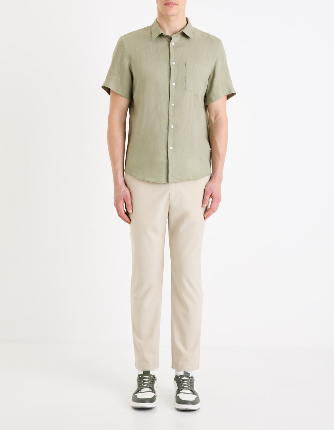 Damarlin Vert Sauge Short Sleeves Shirt Celio