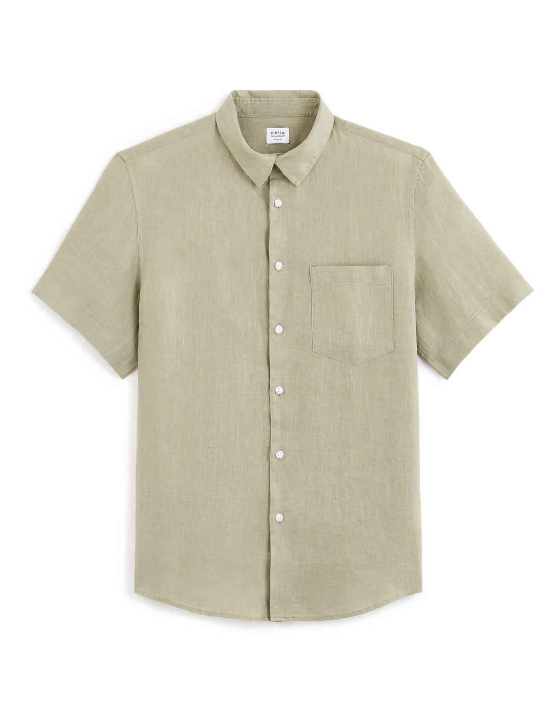 Regular Fit 100% Linen Short Sleeve Shirt Celio