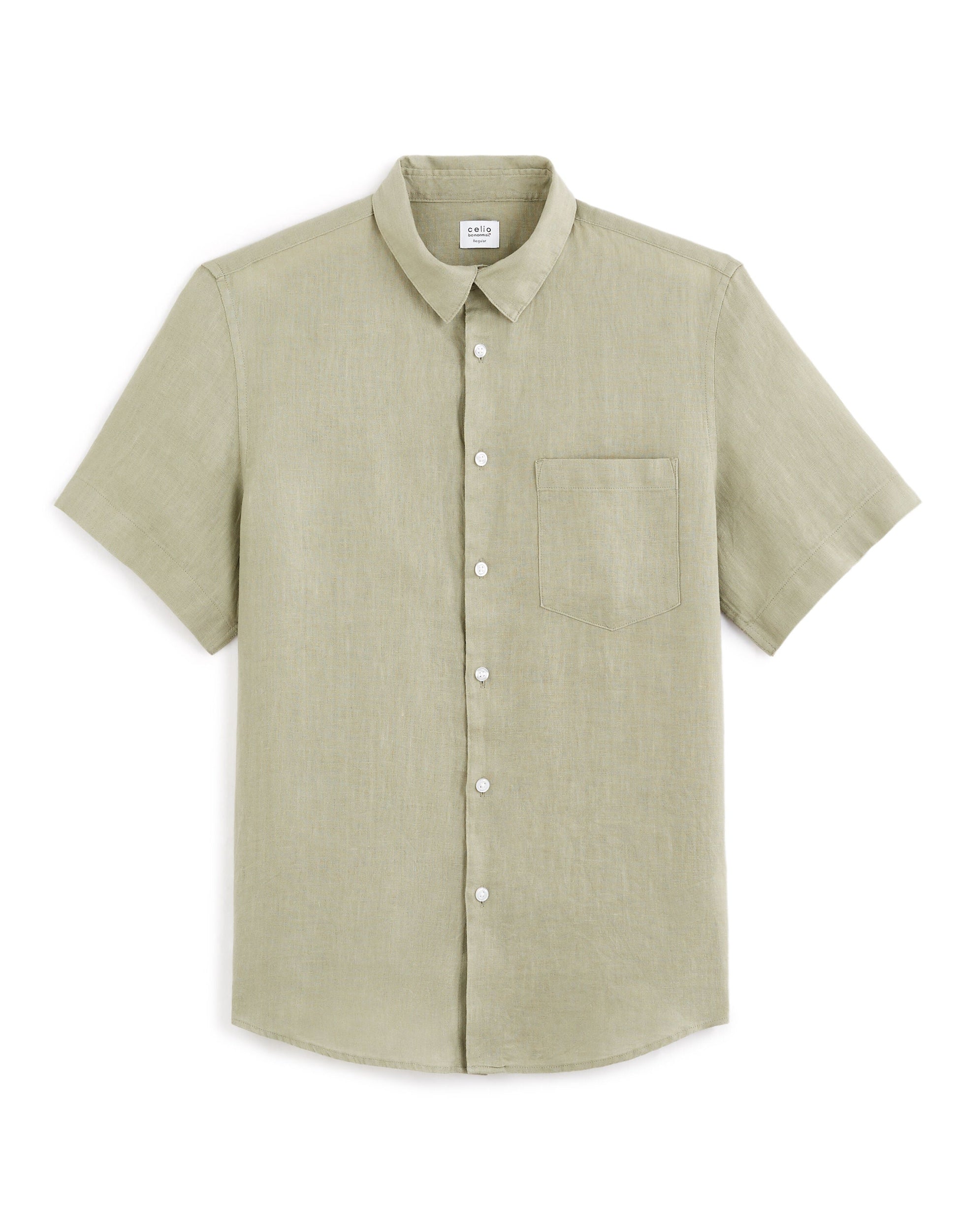 Regular Fit 100% Linen Short Sleeve Shirt Celio