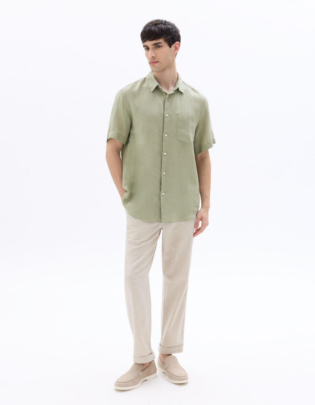Regular Fit 100% Linen Short Sleeve Shirt Celio