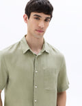 Regular Fit 100% Linen Short Sleeve Shirt Celio