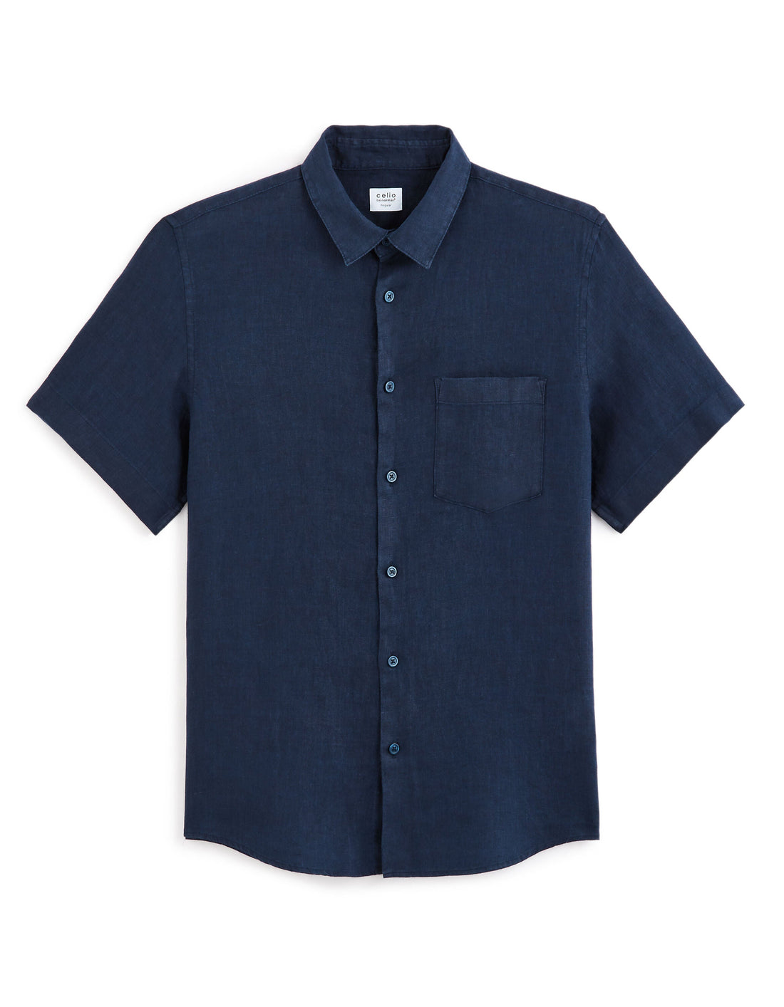 Regular Fit 100% Linen Short-Sleeved Shirt Celio