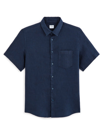 Regular Fit 100% Linen Short-Sleeved Shirt Celio