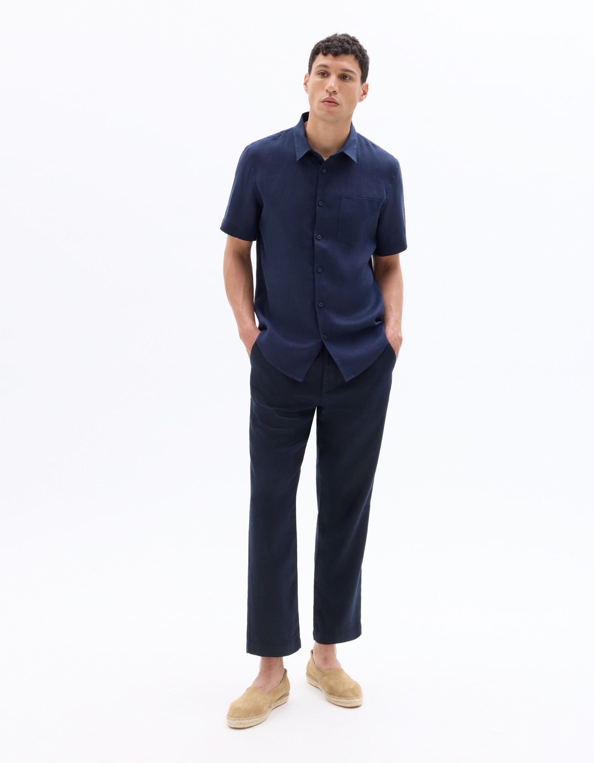 Regular Fit 100% Linen Short-Sleeved Shirt Celio