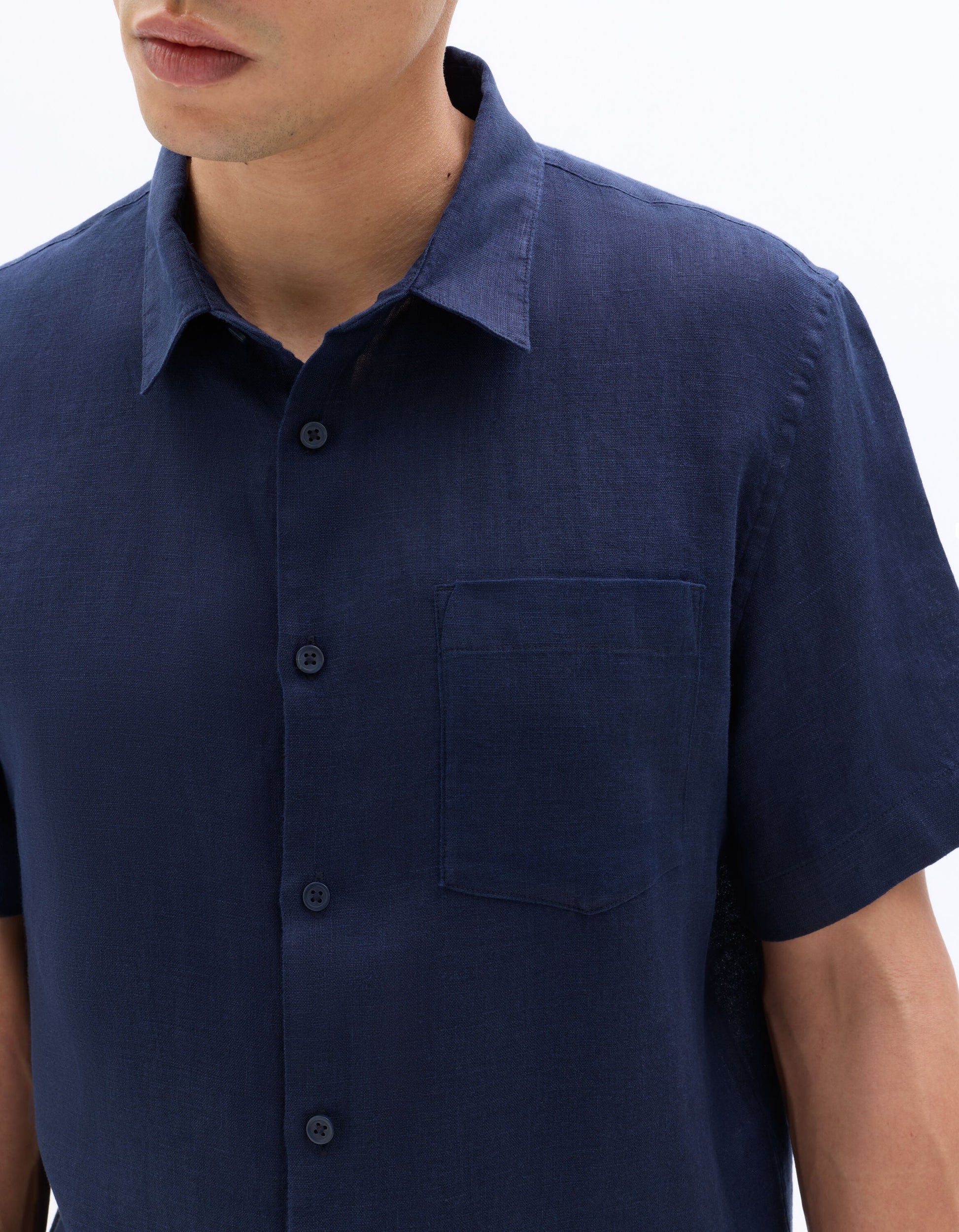 Regular Fit 100% Linen Short-Sleeved Shirt Celio