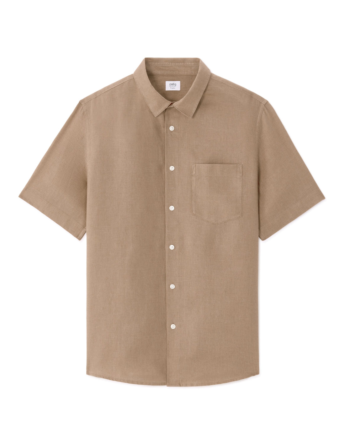 Regular fit 100% linen short-sleeve shirt Celio