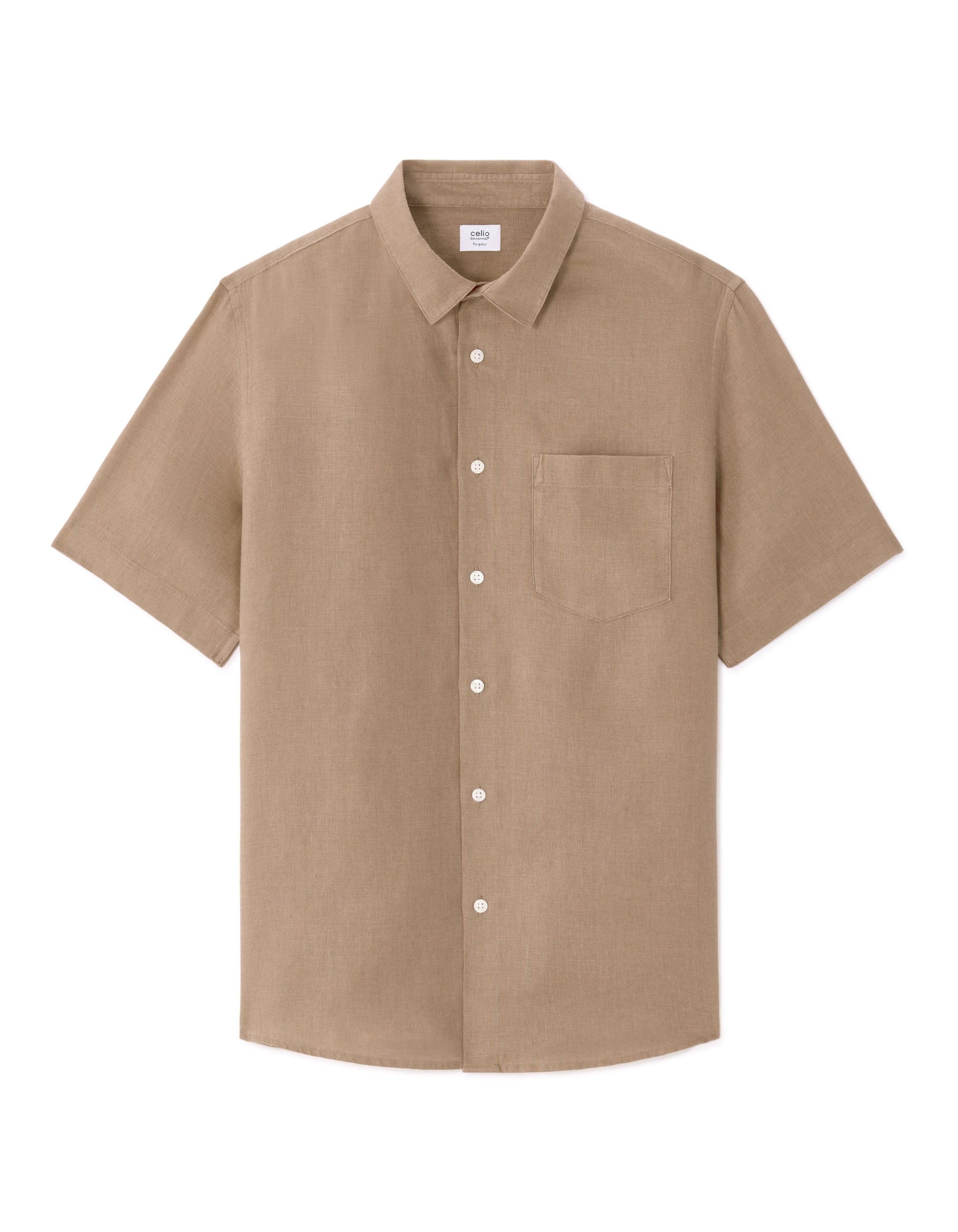 Regular fit 100% linen short-sleeve shirt Celio