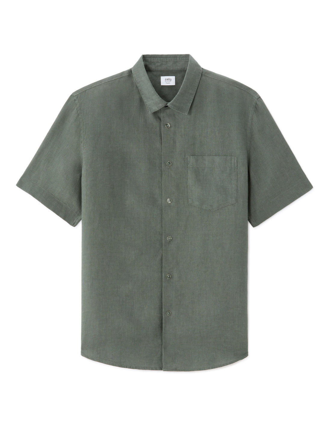 100% Linen Regular Fit Short-Sleeve Shirt Celio