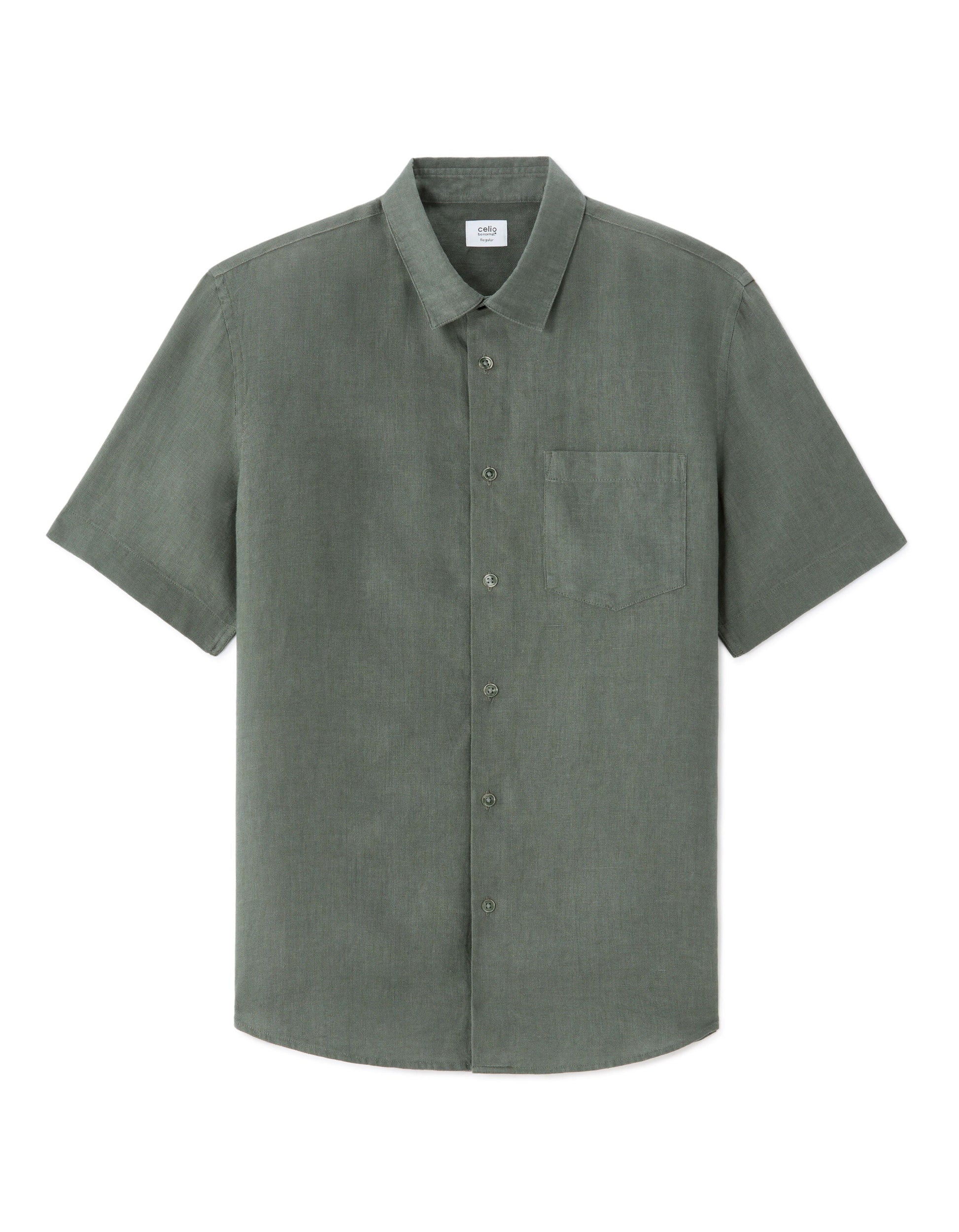 100% Linen Regular Fit Short-Sleeve Shirt Celio