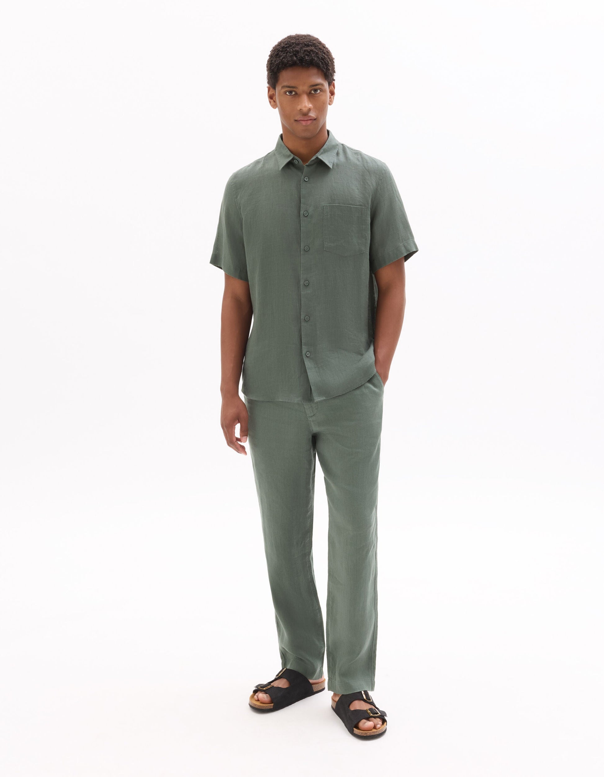 100% Linen Regular Fit Short-Sleeve Shirt Celio