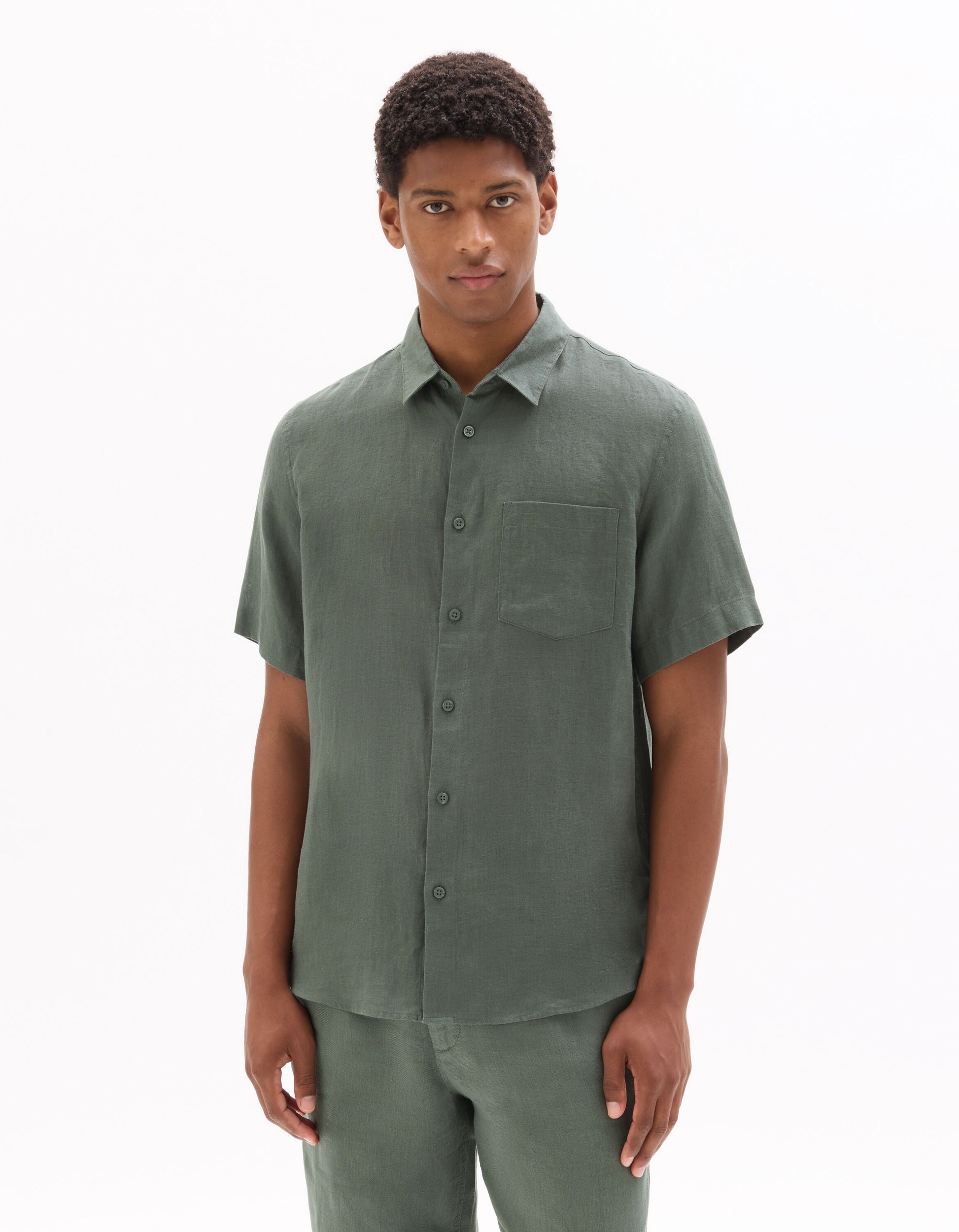 100% Linen Regular Fit Short-Sleeve Shirt Celio