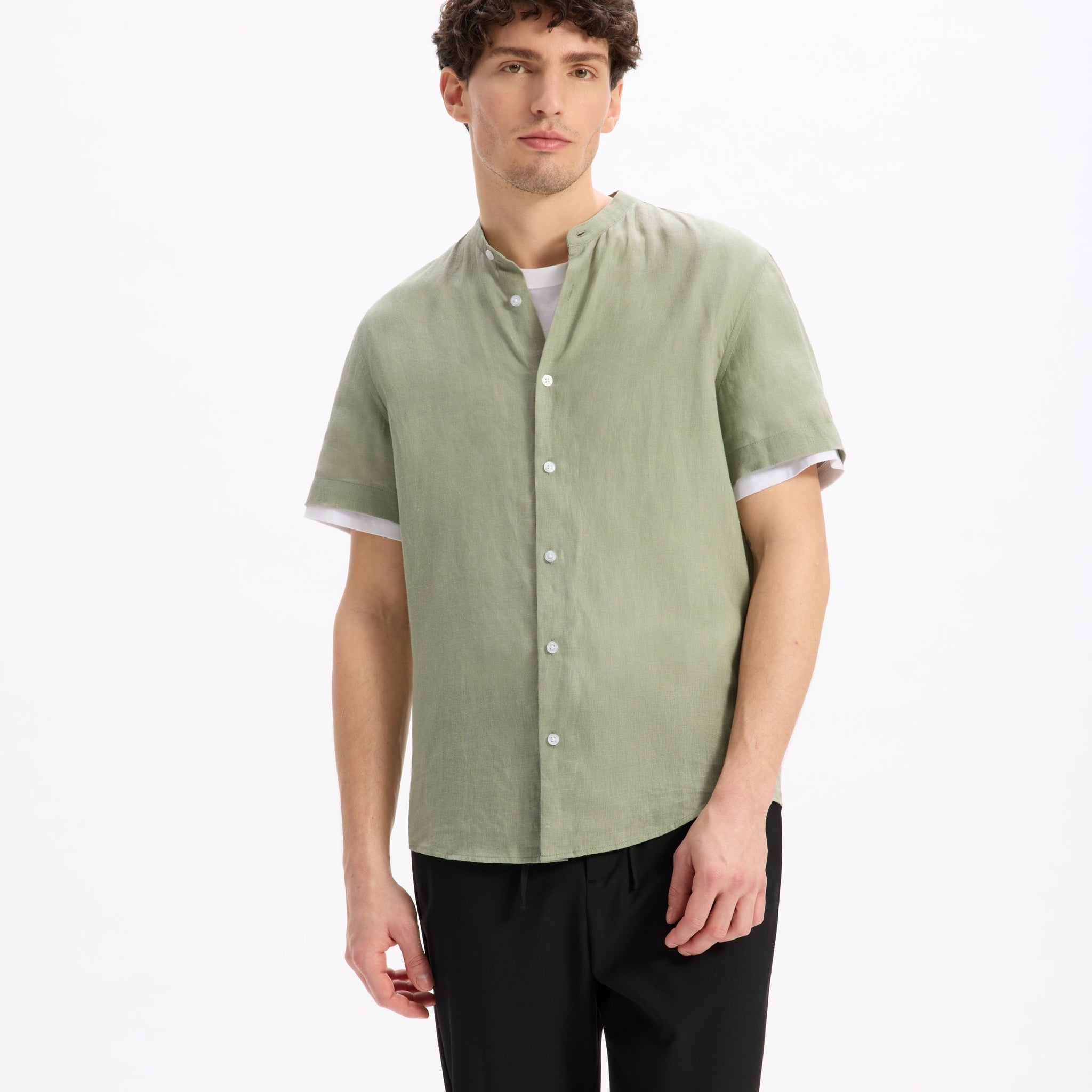 Chemise MC lin COL MAO