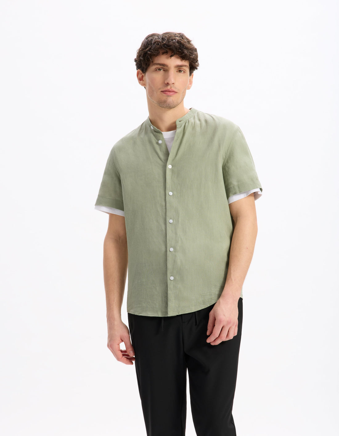 Chemise MC lin COL MAO