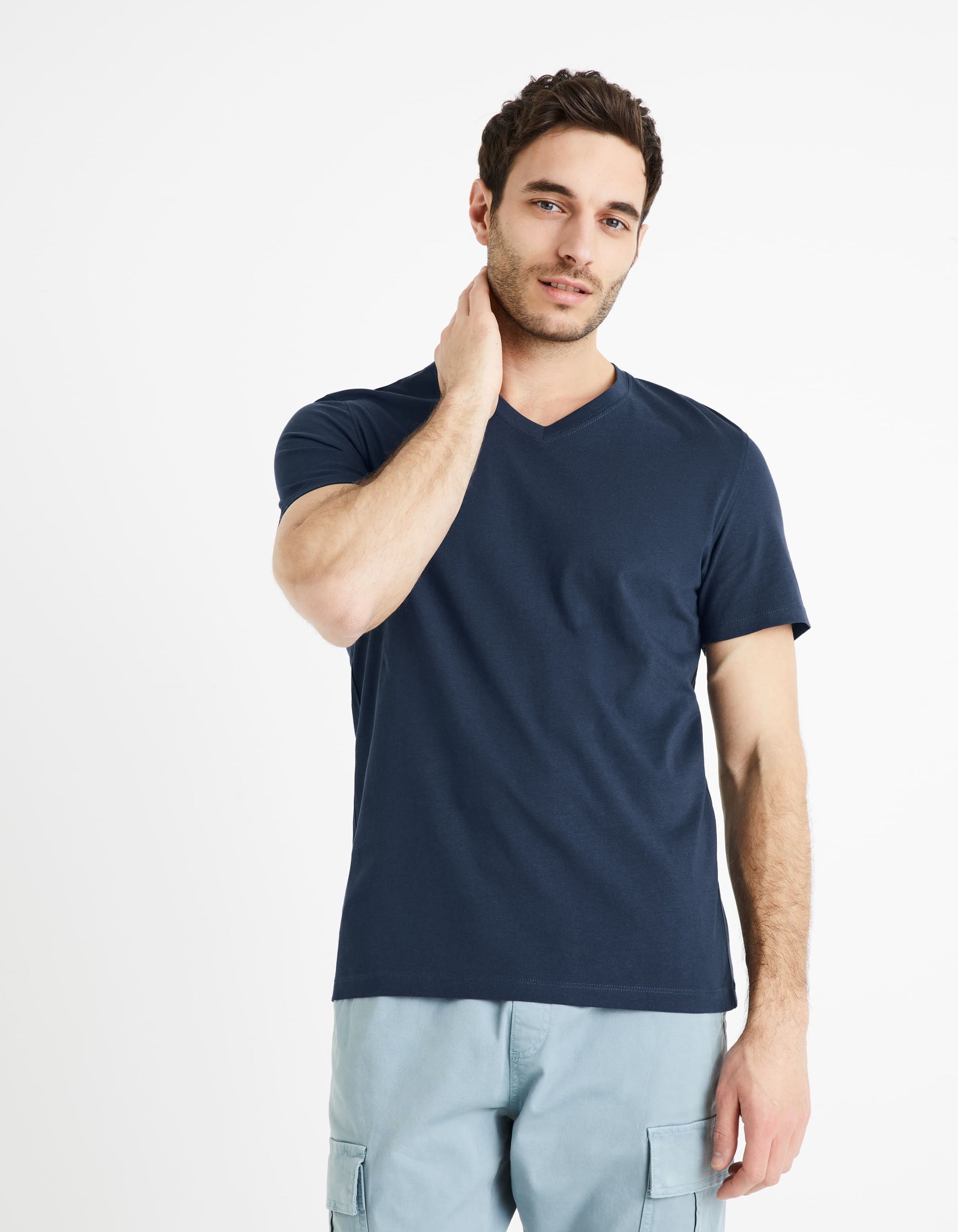 Debasev Navy Blue Short Sleeves Tshirt Celio