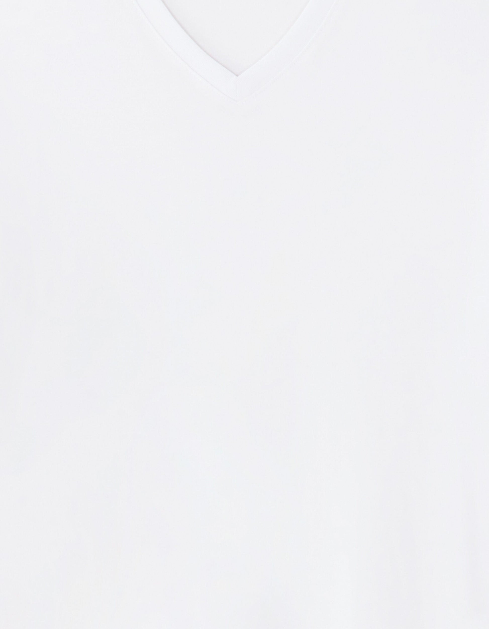 White Regular Fit V-Neck 100% Cotton T-shirt Celio