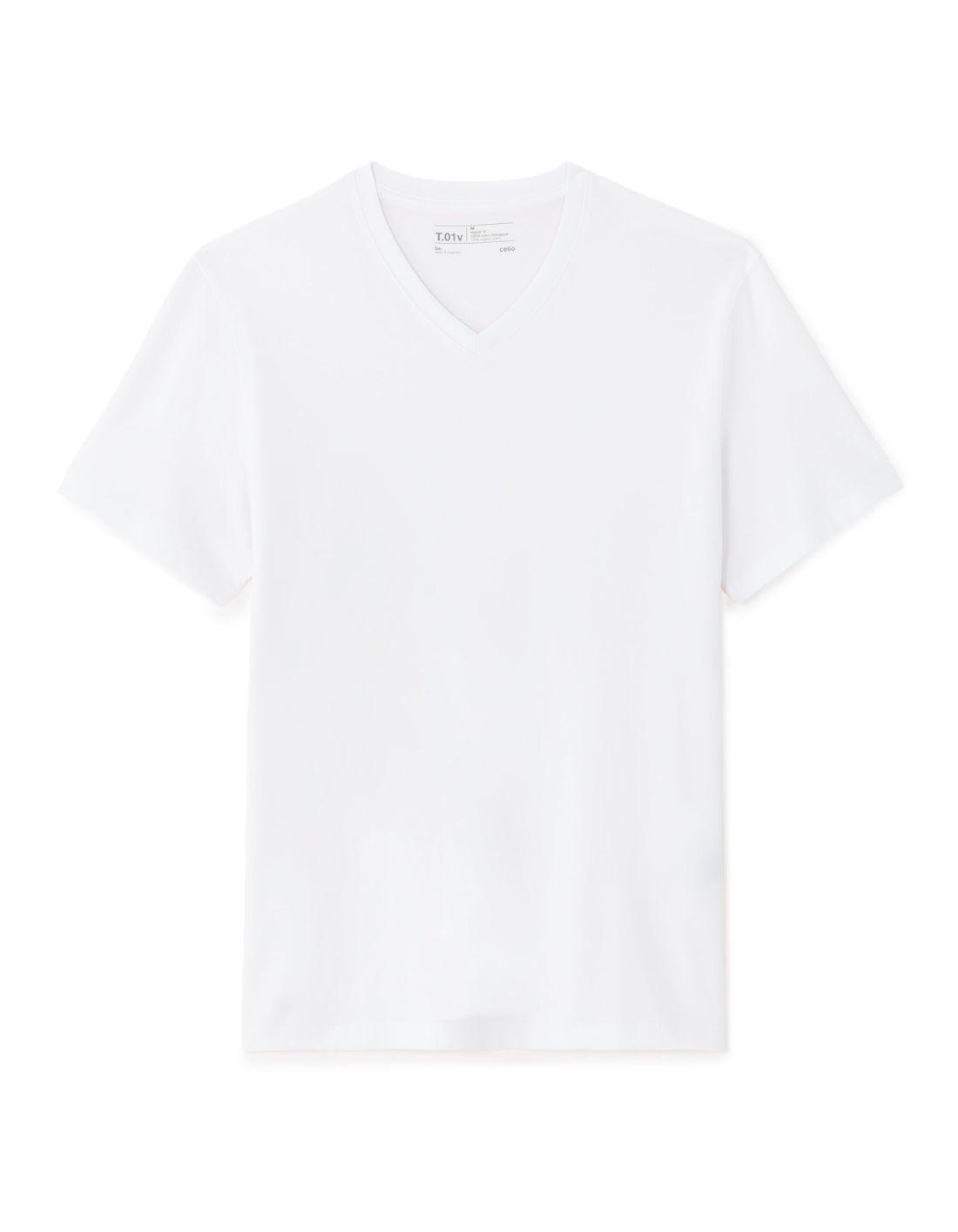 White Regular Fit V-Neck 100% Cotton T-shirt Celio