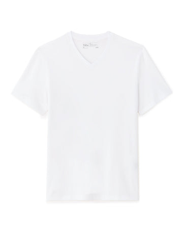 White Regular Fit V-Neck 100% Cotton T-shirt Celio