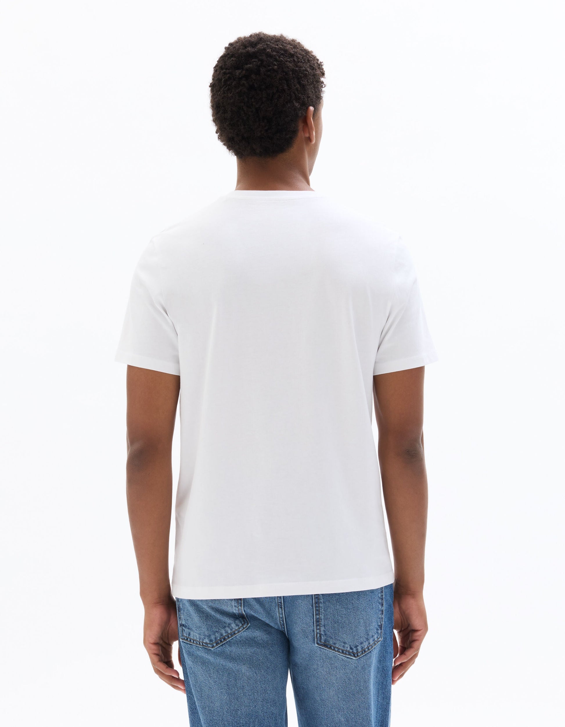White Regular Fit V-Neck 100% Cotton T-shirt Celio