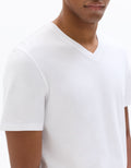 White Regular Fit V-Neck 100% Cotton T-shirt Celio