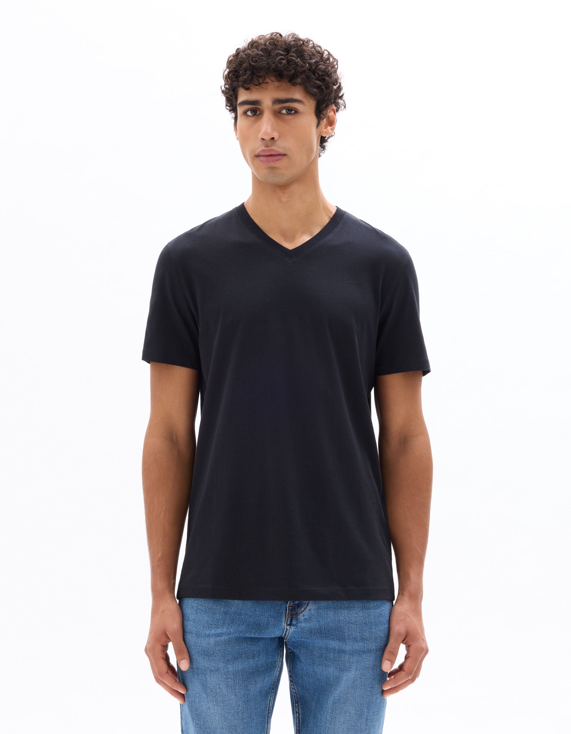 Regular Fit V-Neck 100% Cotton T-Shirt Celio