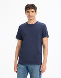 Tebase Navy Blue Short Sleeves Tshirt Celio