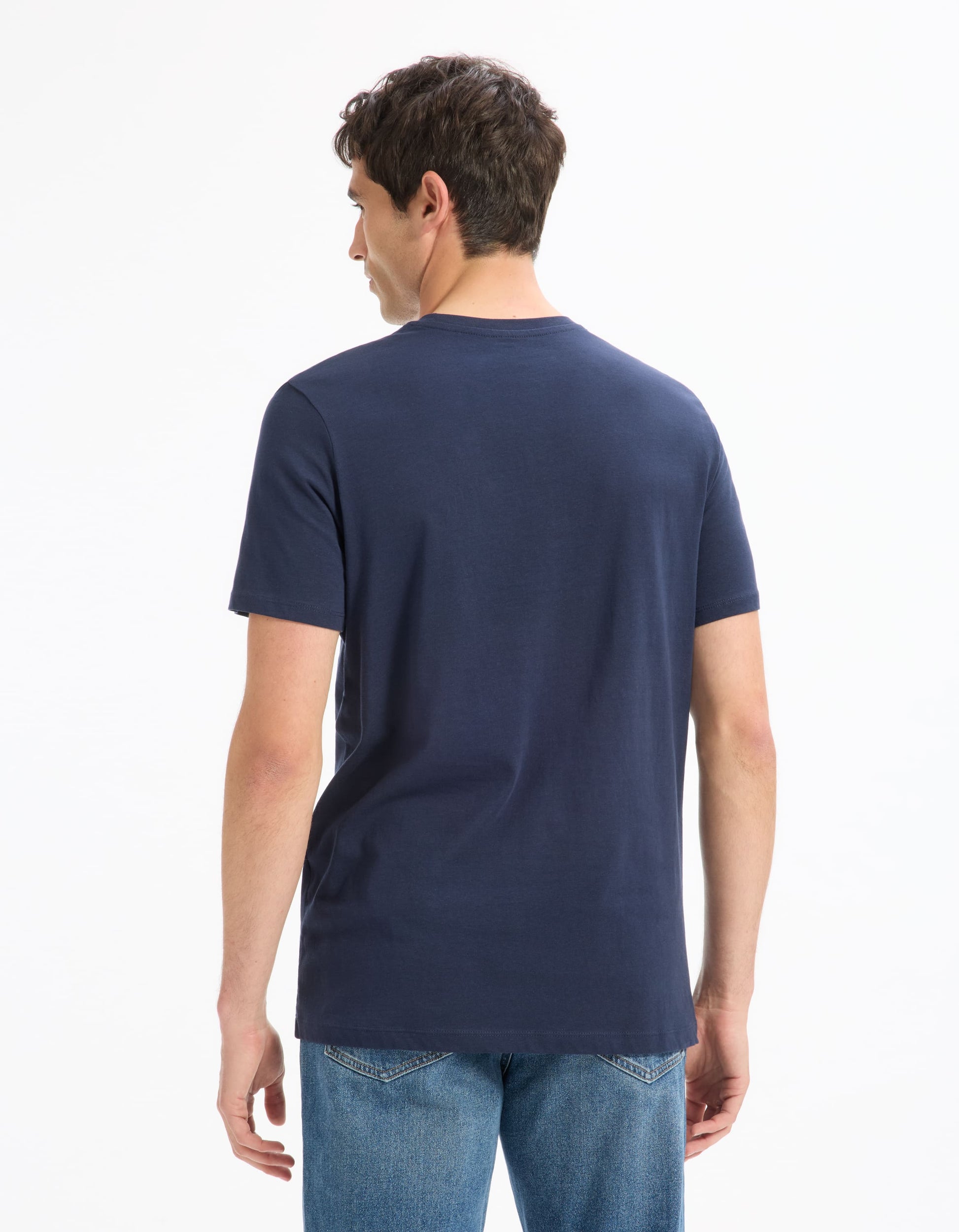 Tebase Navy Blue Short Sleeves Tshirt Celio