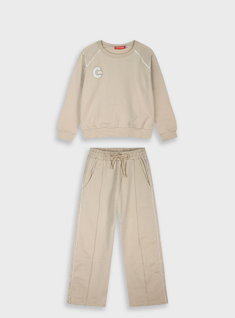 Children's Offwhite Tracksuit(Blouse,Trousers) For Girl Energiers