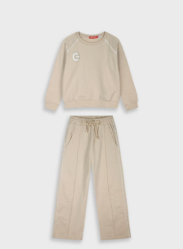 Children's Offwhite Tracksuit(Blouse,Trousers) For Girl Energiers