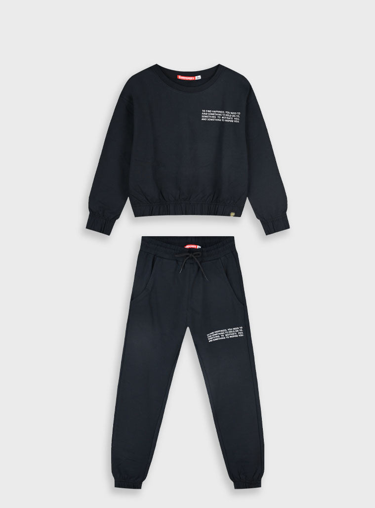 Children's Fleece 2 Piece Tracksuit With Print For Girls Energiers