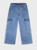 Blue Cargo Wide Leg Jeans For Girls Energiers