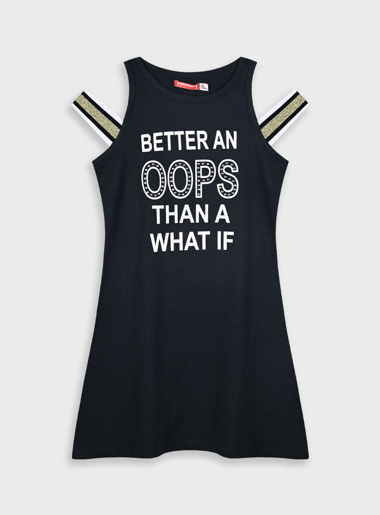 Black Dress With Print For Girls Energiers