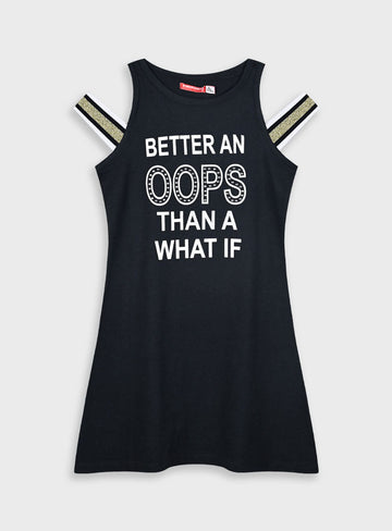 Black Dress With Print For Girls Energiers