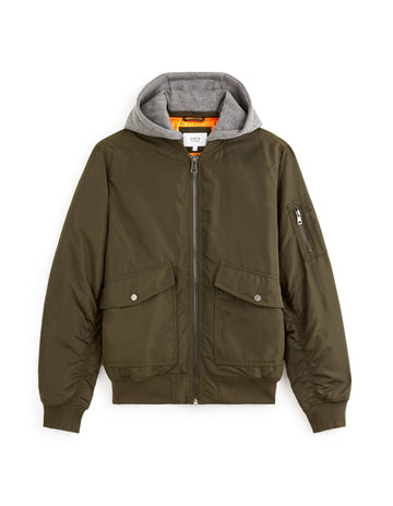 Puffer Bomber Jacket with Detachable Hood