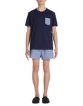 pyjama tshirt uni + short carreaux