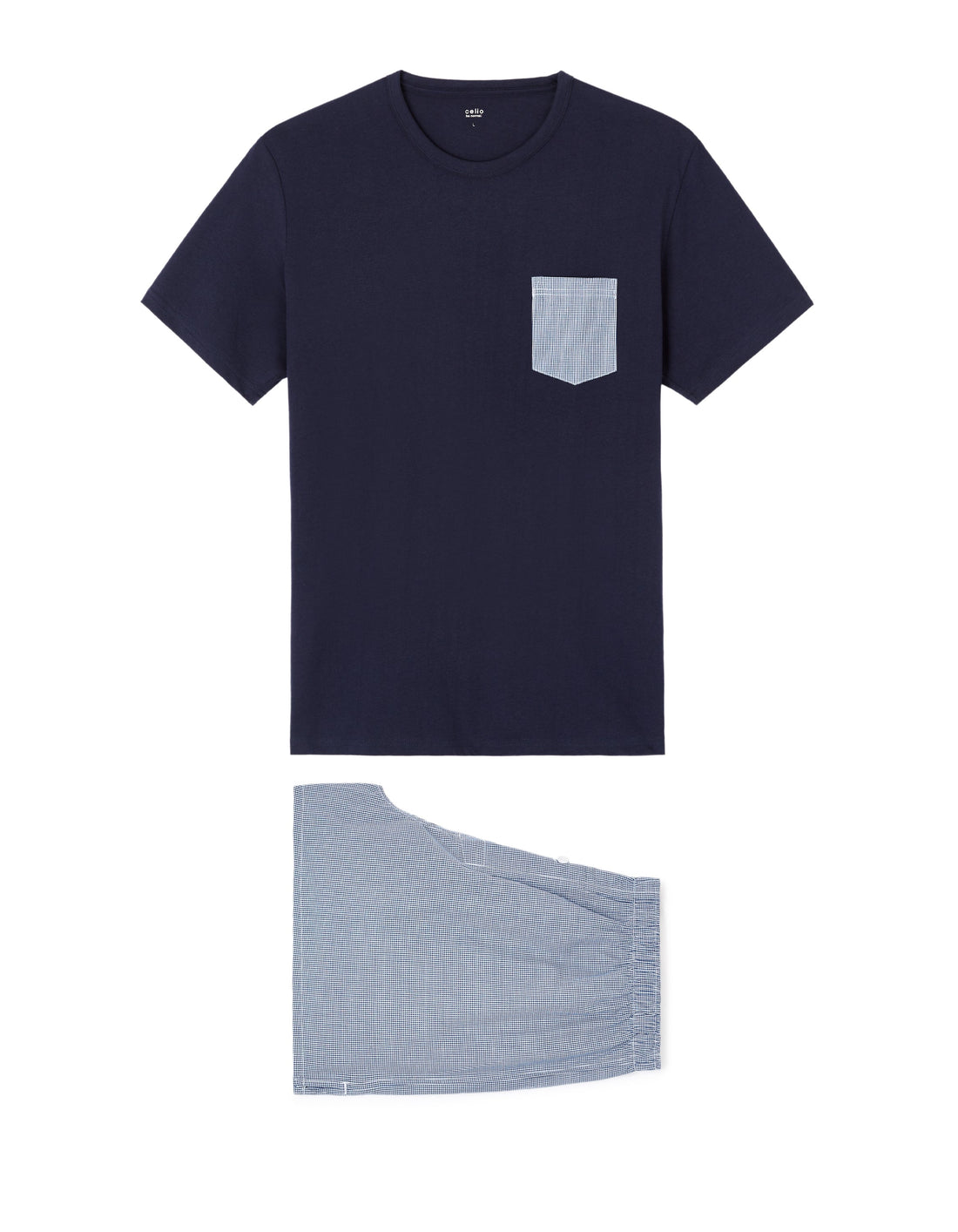 pyjama tshirt uni + short carreaux