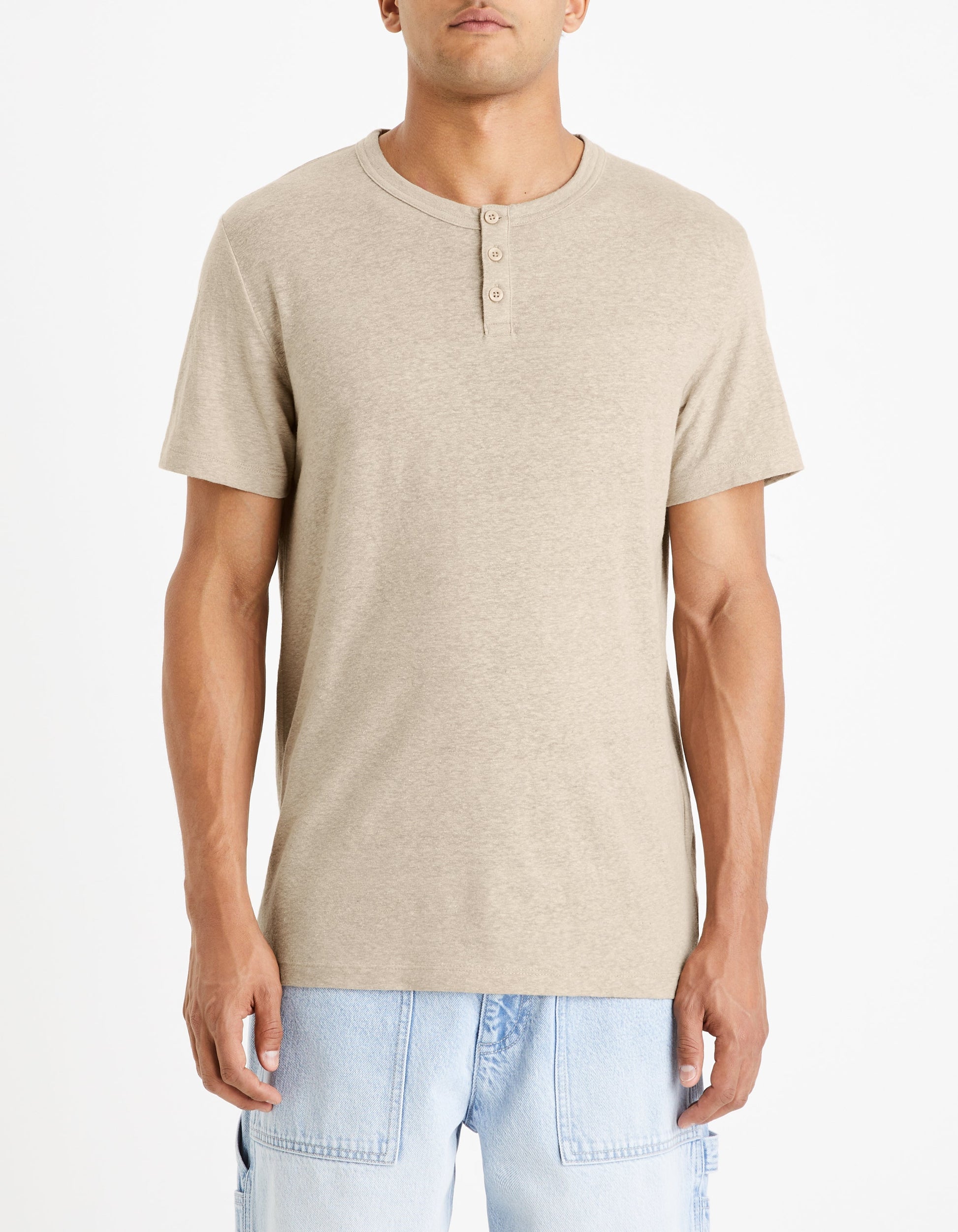 Geliney Light Taupe Short Sleeves Tshirt Celio