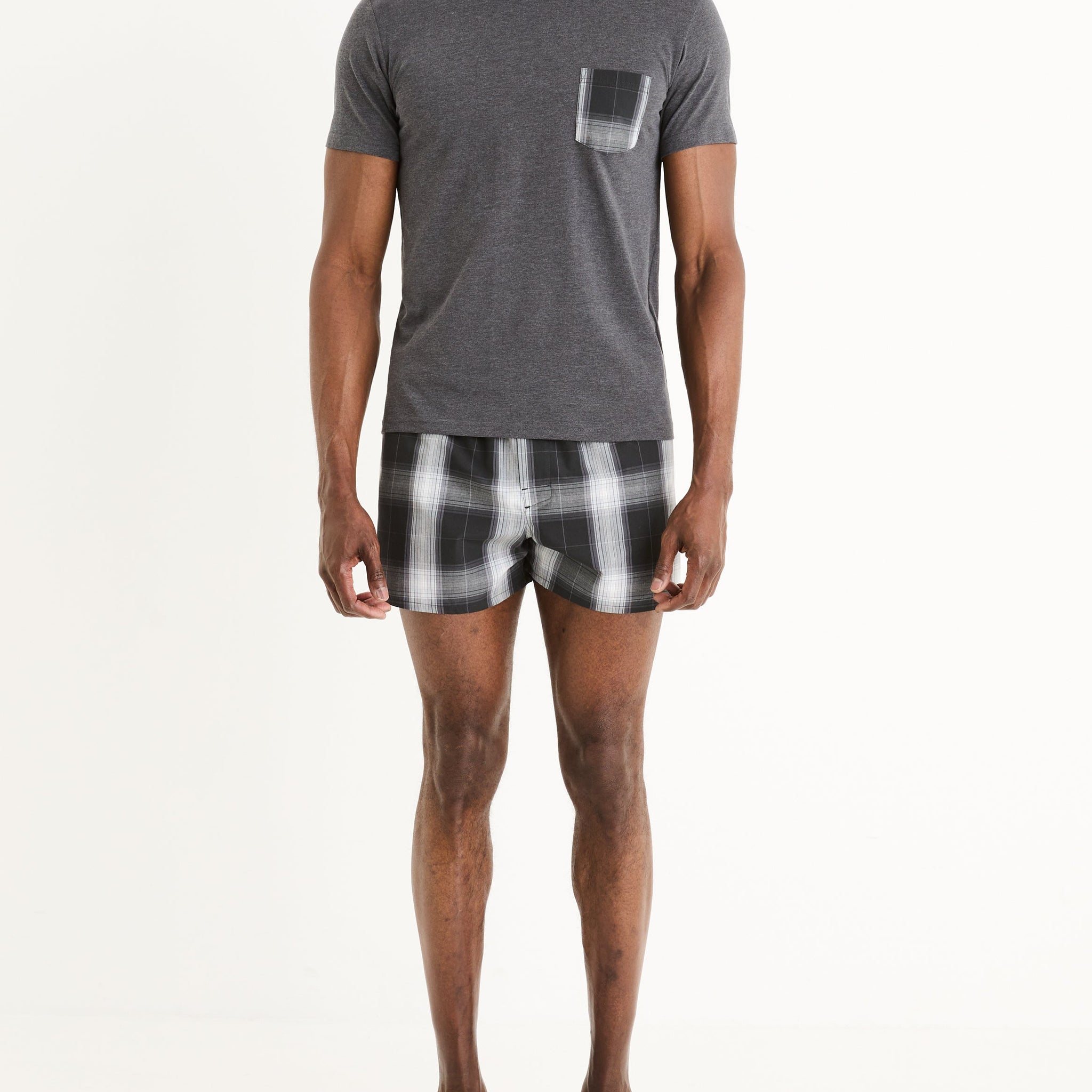 pyjama tshirt uni + short carreaux