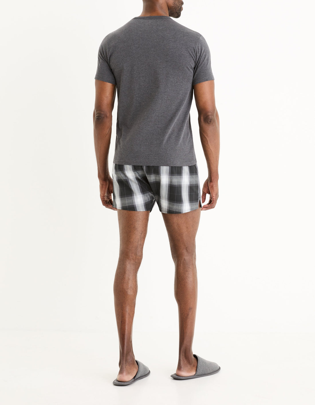 pyjama tshirt uni + short carreaux