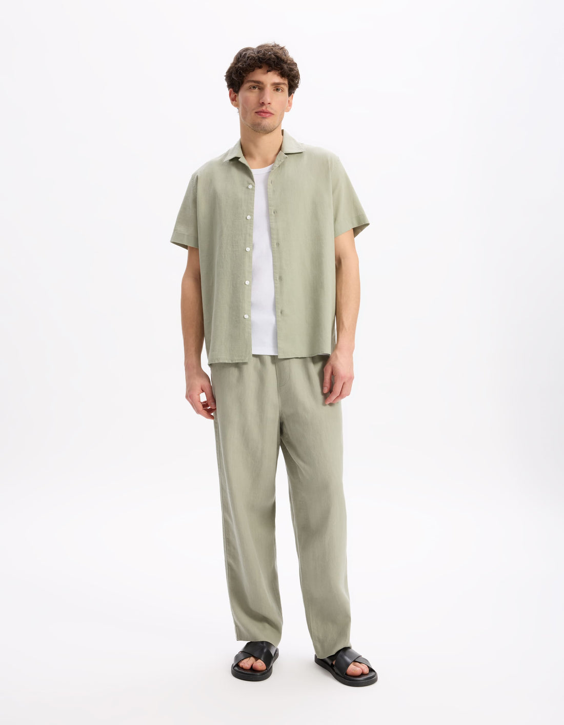 Gaculinco Vert Sauge Short Sleeves Shirt Celio