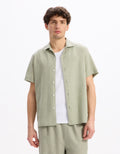 Gaculinco Vert Sauge Short Sleeves Shirt Celio