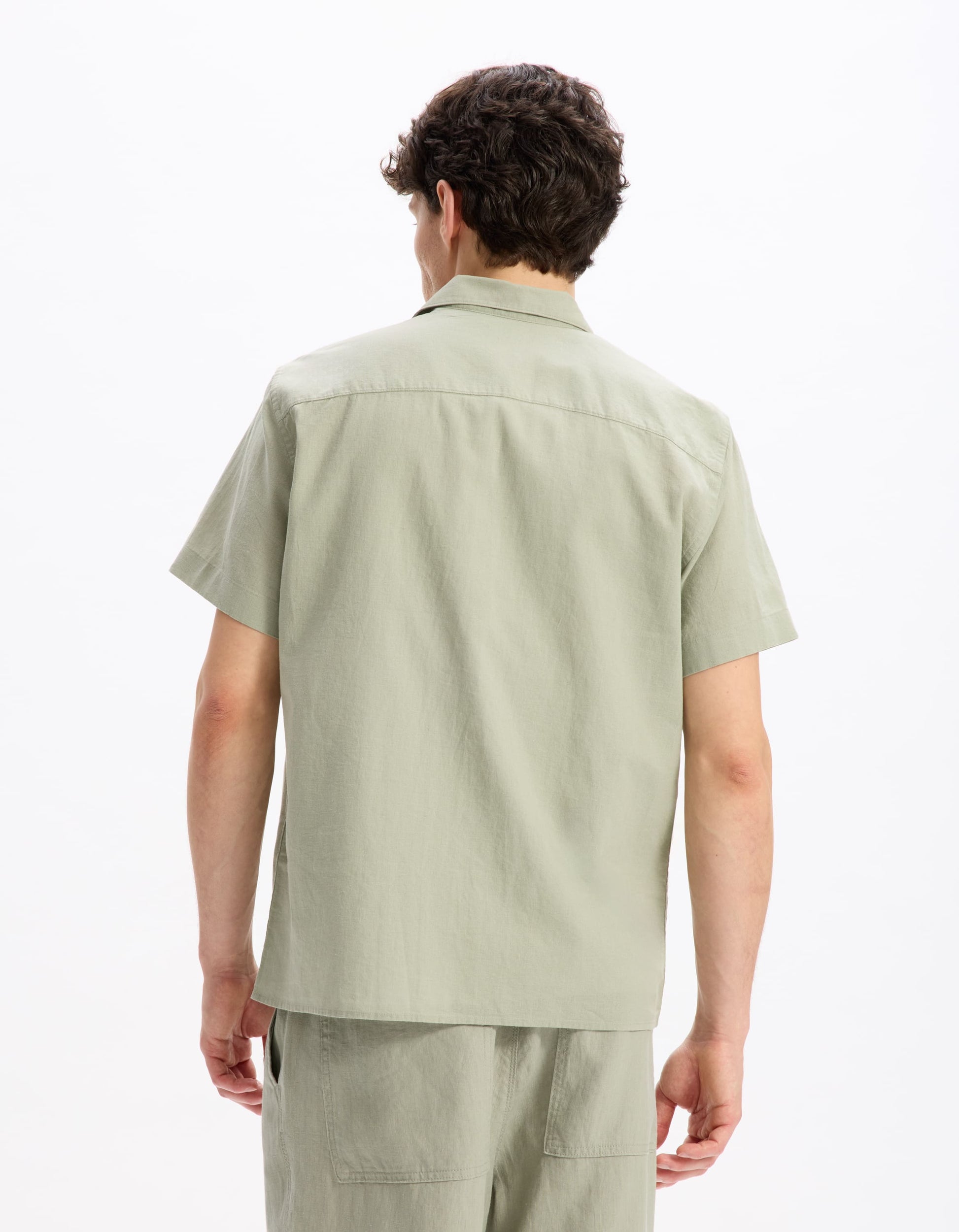 Gaculinco Vert Sauge Short Sleeves Shirt Celio