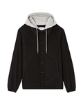 Black jacket with gray hood on a white background