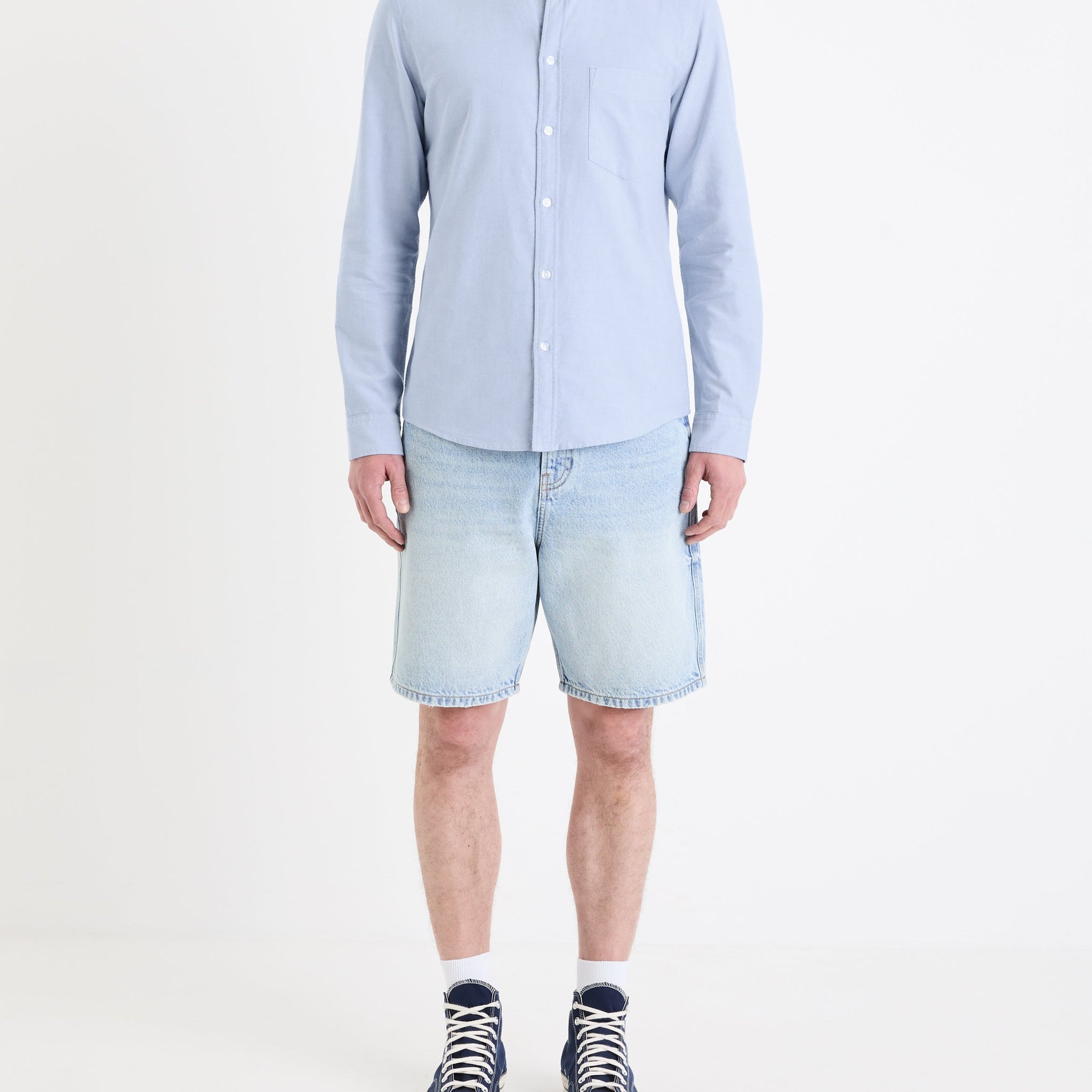 Chemise Oxford col Mao