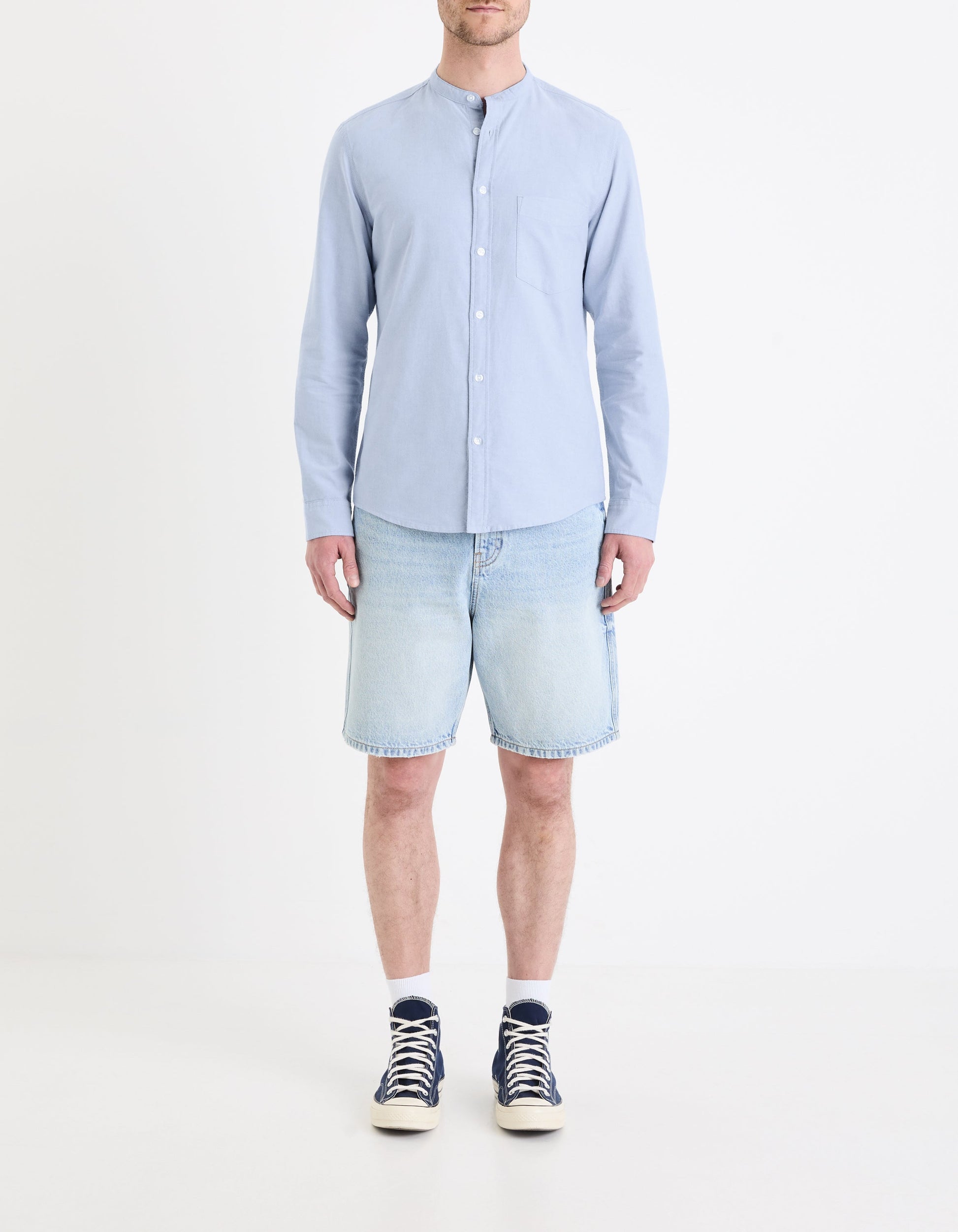 Chemise Oxford col Mao