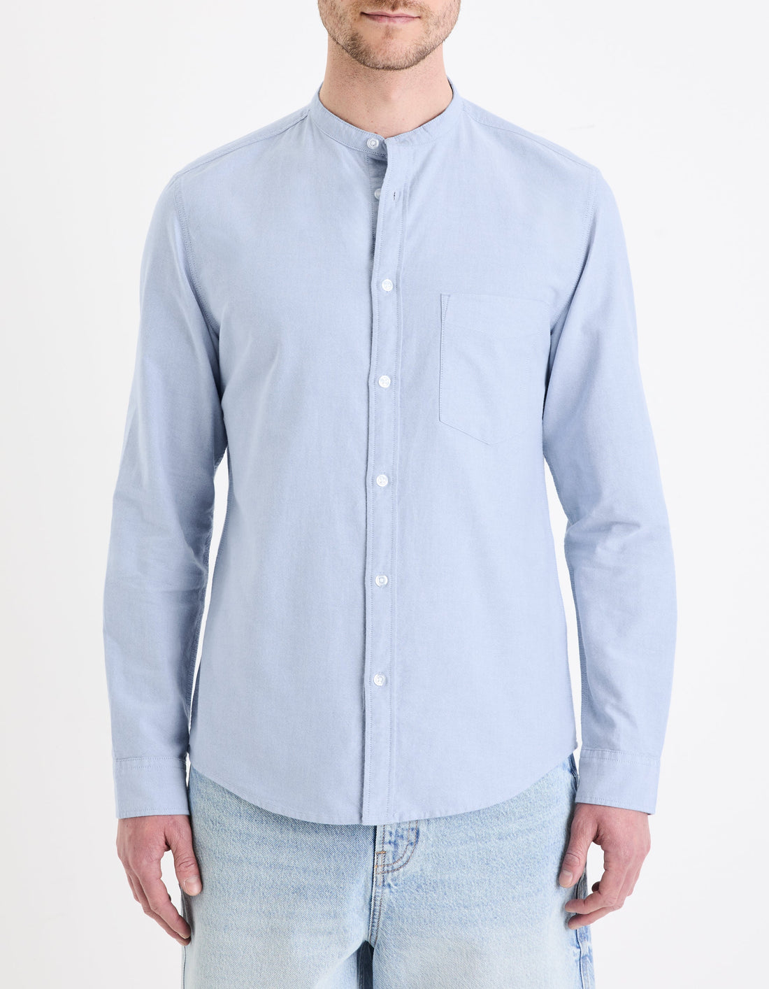 Chemise Oxford col Mao
