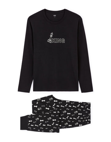 Black Pyjama/Bathrobe/Slippers