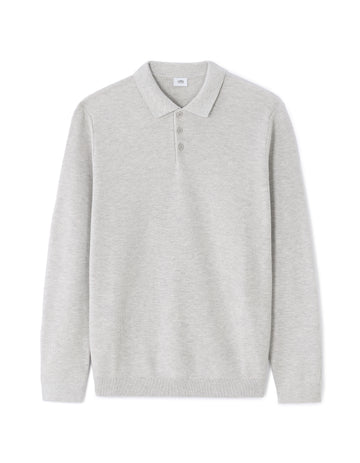 Long-Sleeved Cotton Polo Shirt